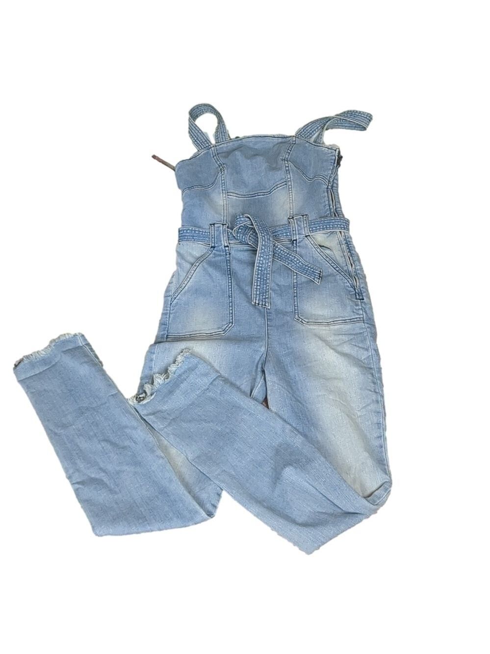 GUESS los Angeles denim fringe ankles jumpsuit size 2